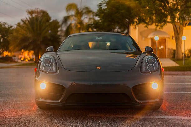 A black color Porsche Cayman sports car